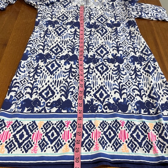 Lilly Pulitzer  Ocean Ridge  Dress  Ikat Blue and White 100%COTTON - Picture 9 of 13